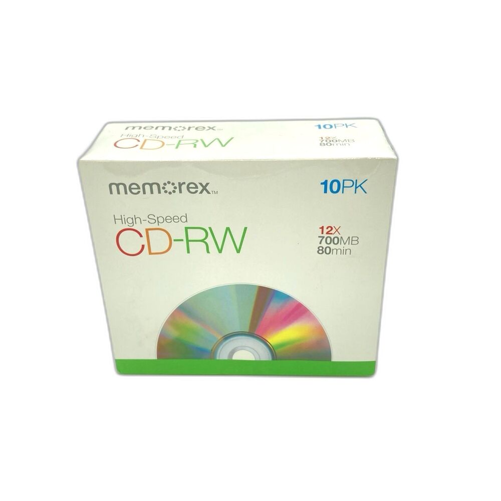 Memorex High Speed CD-RW 10 Pack 12X 700 MB 80min Discs New Sealed